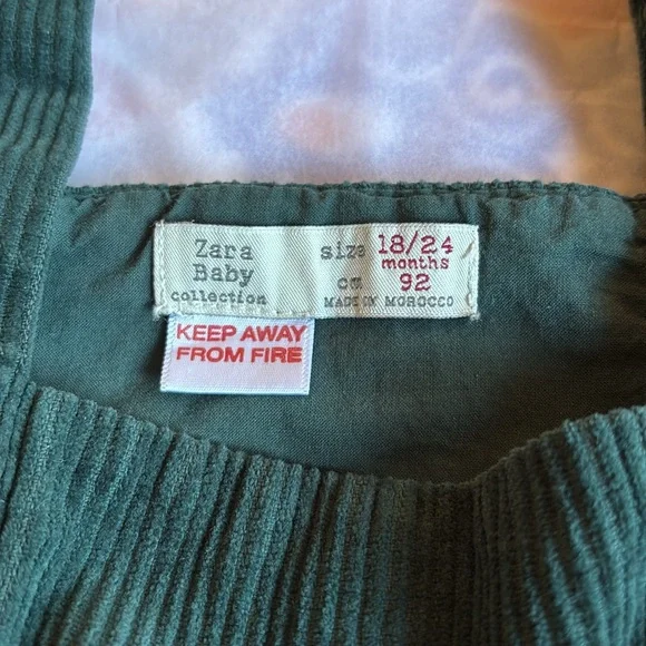 Zara Kids Green Corduroy Overalls Dress 18-24M - Picture 6 of 6